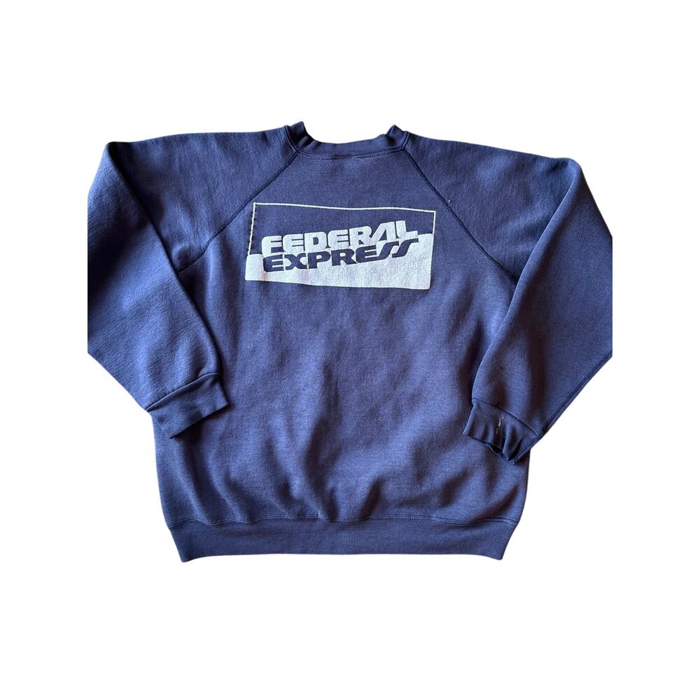 Vintage Federal Express FedEx USA Made Discus Athletic Faded Blue XL Crewneck